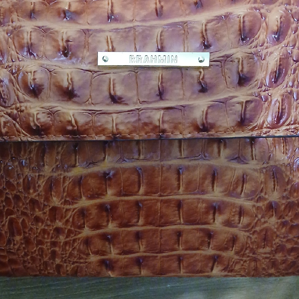 Brahmin Brown Croc Embossed Leather Bag